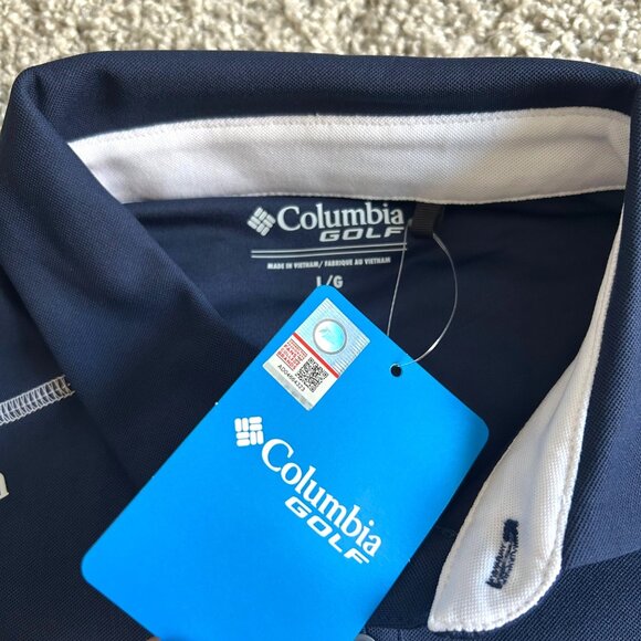 Columbia Men's Sz Large Golf Navy Polo Shirt Xavier University Logo - Picture 7 of 10